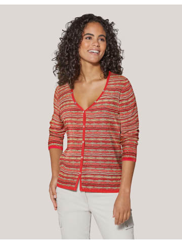 MADELEINE Schmale Strickjacke mit mehrfarbigem Streifenmuster in rot / multicolor