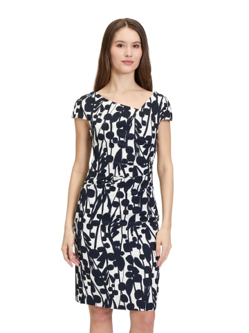 Vera Mont Cocktailkleid kurzarm in Weiß/Dunkelblau