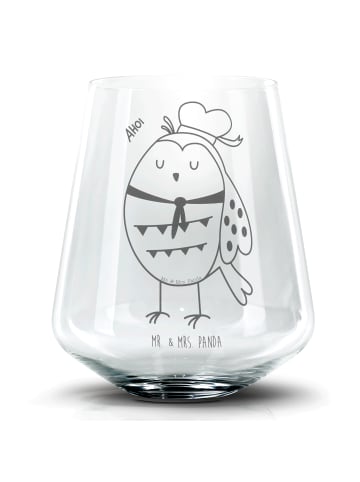 Mr. & Mrs. Panda Tumbler Glas Eule Matrose ohne Spruch in Transparent