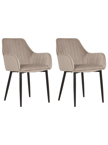 Beliani 2er-Set Esszimmerstuhl WELLSTON in Beige/Schwarz