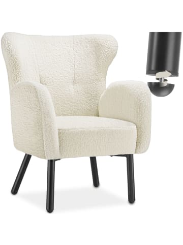 tectake Sessel Vänersborg, 72 x 71 x 92 cm, Bouclé creme/schwarz