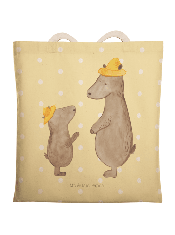 Mr. & Mrs. Panda Tote Bag Bären mit Hut ohne Spruch in Gelb Pastell