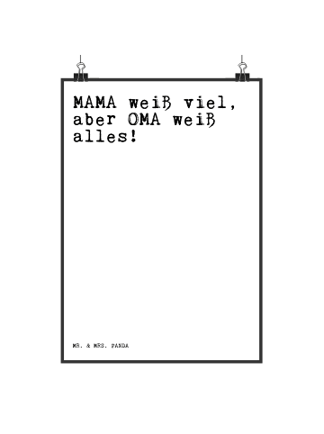 Mr. & Mrs. Panda Poster MAMA weiß viel, aber... mit Spruch in Weiß