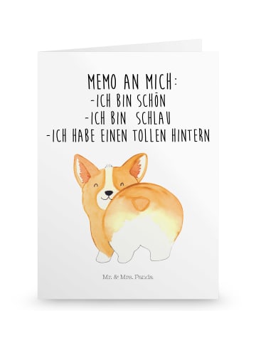 Mr. & Mrs. Panda Grußkarte Corgi Po mit Spruch in Weiß