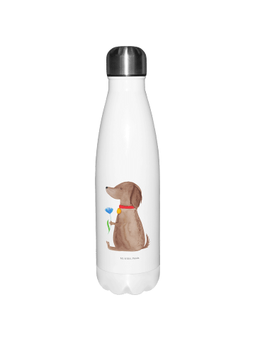 Mr. & Mrs. Panda Thermosflasche Hund Blume ohne Spruch in Weiß