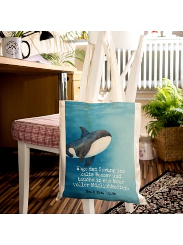 Mr. & Mrs. Panda Stoffbeutel Orca Design mit Spruch in Weiß