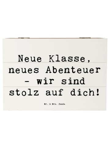 Mr. & Mrs. Panda Erinnerungsbox Spruch Erster Schultag Abenteuer... in Weiß