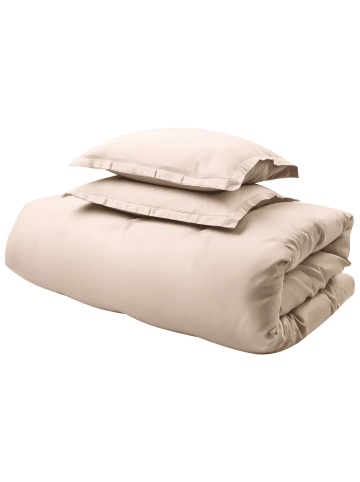 Beliani 3-tlg Bettwäsche-Set PARKROSE in Beige