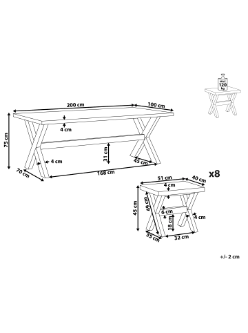 Beliani 9-tlg Gartentisch Set OLBIA in Weiß/Braun