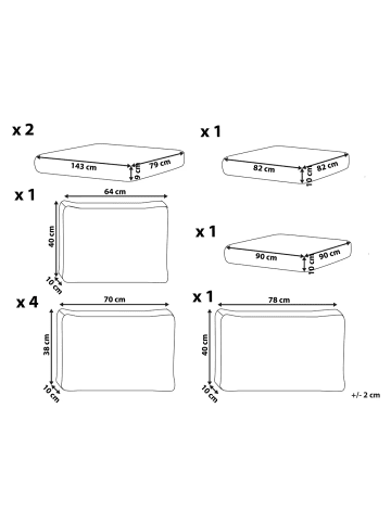 Beliani Kissenbezug PALERMO in Grau - (W) 143 x (H) 9 x (L) 79 cm
