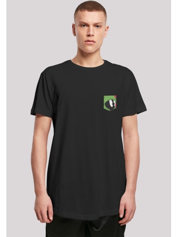 F4NT4STIC Long Cut T-Shirt Looney Tunes Marvin The Martian Face Faux Pocket in schwarz