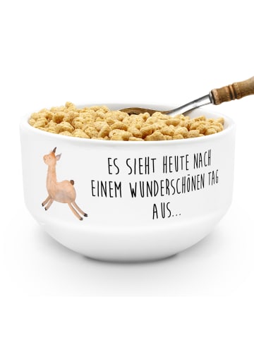 Mr. & Mrs. Panda schale Lama Springen mit Spruch in Weiß