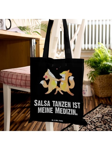 Mr. & Mrs. Panda Schultasche Füchse Salsa tanzen mit Spruch in Schwarz