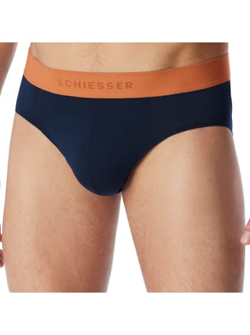 Schiesser Slip 3er Pack in Blau/Beige/Orange