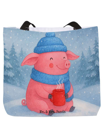 Mr. & Mrs. Panda Einkaufstasche Schwein Glühwein Design ohne Spruch in Weiß