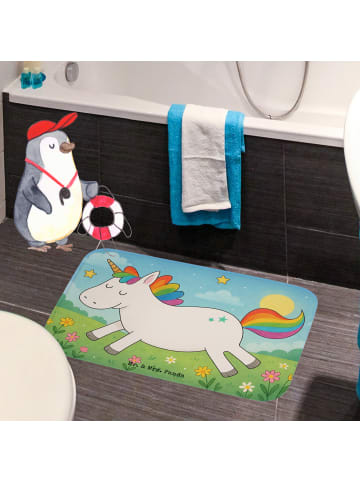 Mr. & Mrs. Panda Badezimmerteppich Einhorn Happy Design ohne Spruch in Weiß
