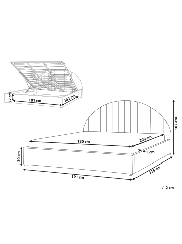 Beliani Doppelbett CHADENET in Weiß - (W) 191 x (H) 102 x (L) 215 cm
