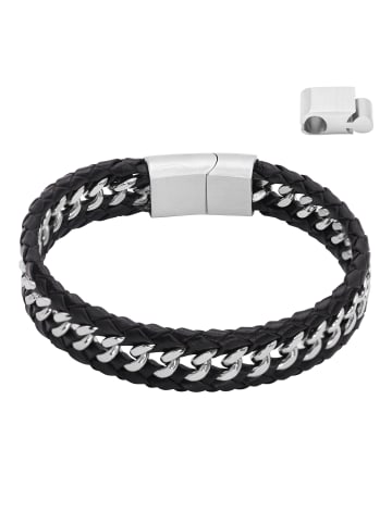 Steel_Art Herrenarmband Lederarmband Henny in Schwarz