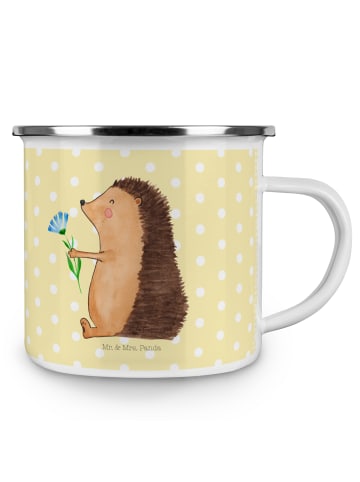 Mr. & Mrs. Panda Emaille Tasse Igel Blumen ohne Spruch in Gelb Pastell