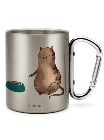 Mr. & Mrs. Panda Karabiner Becher Katze Fressen ohne Spruch in Silber
