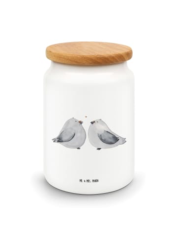 Mr. & Mrs. Panda Aufbewahrungsdose Mit Deckel Turteltauben Liebe... in Weiß