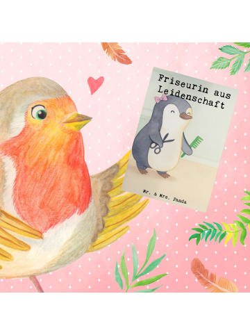 Mr. & Mrs. Panda Grußkarte Friseurin Leidenschaft Design mit Spruch in Weiß