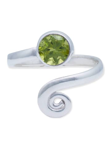 mantraroma 925er Silber - Ringe verstellbar mit Peridot facettiert