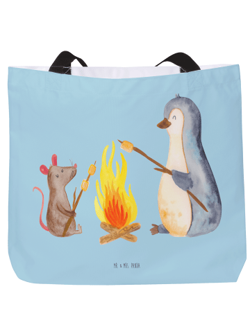 Mr. & Mrs. Panda Tote Bag Pinguin Lagerfeuer ohne Spruch in Eisblau