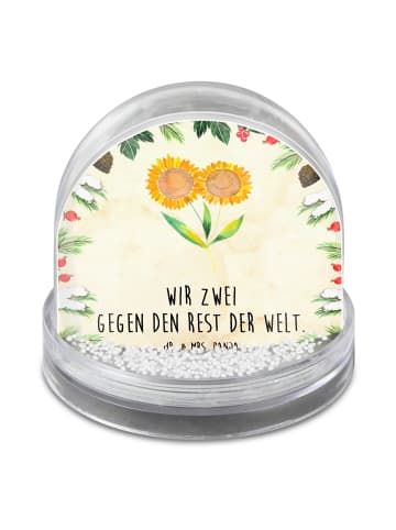 Mr. & Mrs. Panda Schneekugel Blume Sonnenblume mit Spruch in Naturpapier