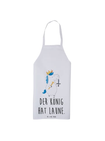 Mr. & Mrs. Panda Schürze Einhorn König mit Schwert mit Spruch in Weiß