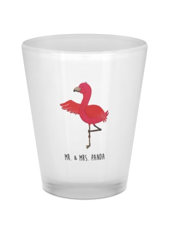 Mr. & Mrs. Panda Schnapsglas Flamingo Yoga ohne Spruch in Transparent