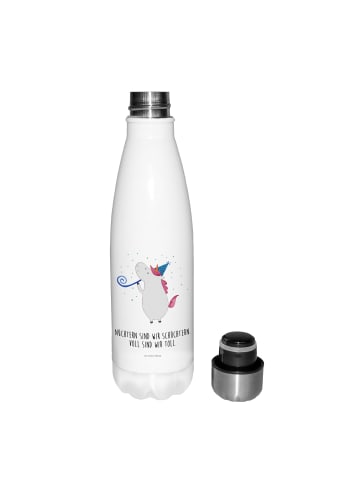 Mr. & Mrs. Panda Thermosflasche Einhorn Party mit Spruch in Weiß