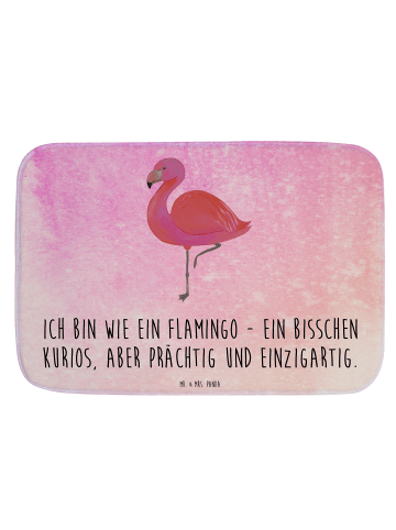 Mr. & Mrs. Panda Badteppich Flamingo Classic mit Spruch in Aquarell Pink