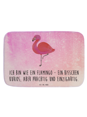 Mr. & Mrs. Panda Badvorleger Flamingo Classic mit Spruch in Aquarell Pink