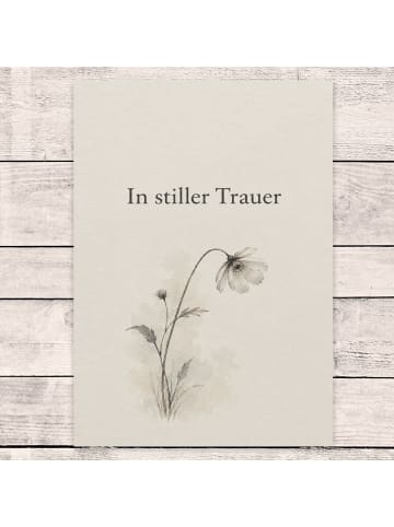 Kondolenzkarte Blume elegant Design mit Spruch in Weiß