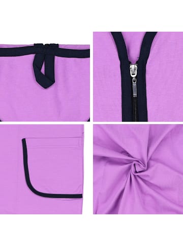 Aquarti Aquarti Damen Bademantel mit Reißverschluss 3/4 Ärmel in violett