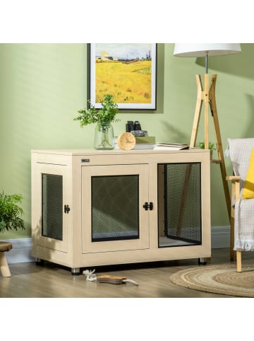 Pawhut Hundekäfig Eiche 94L x 60B x 71,5H cm