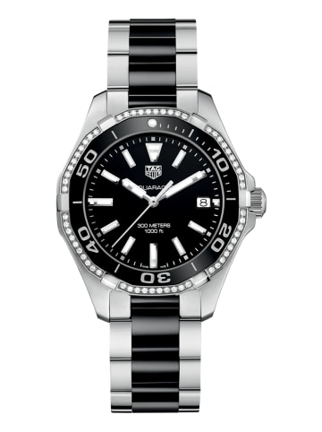 Tag Heuer Aquaracer Uhr silber schwarz Diamanten WAY131G.BA0913