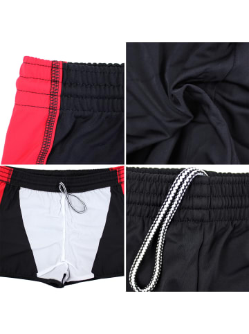 Aquarti Aquarti Herren Badehose mit Kordelzug Gummibund in schwarz/rot
