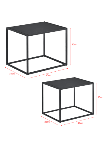 en.casa 2er-Set Beistelltisch Archsum in Schwarz (H)35cm (B)45cm (T)35cm