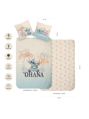 MTOnlinehandel Bettwäsche-Set "Disney's Lilo & Stitch OHANA" in Beige