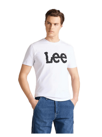 Lee T-Shirt WOBBLY LOGO in Weiß