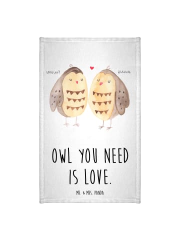 Mr. & Mrs. Panda Gästehandtücher Eulen Liebe mit Spruch in Weiß