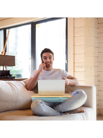 relaxdays Laptopkissen in Natur/ Blau