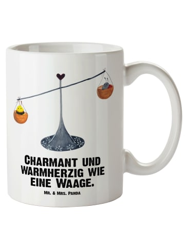 Mr. & Mrs. Panda Kaffeehaferl Sternzeichen Waage mit Spruch in Weiß