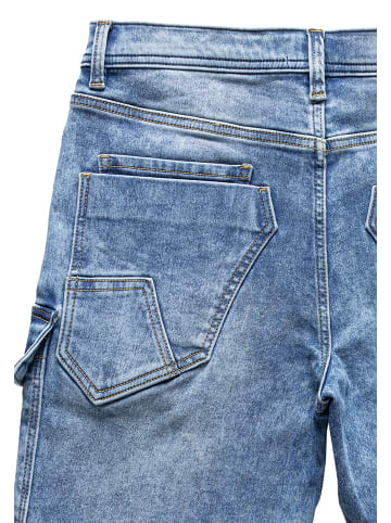 Humy Stretch Denim Shorts im Cargostyle mit Knopfleiste A&S in Hellblau