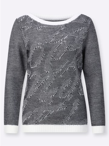 Sieh an! Jacquard-Pullover in schwarz-weiß-gemustert