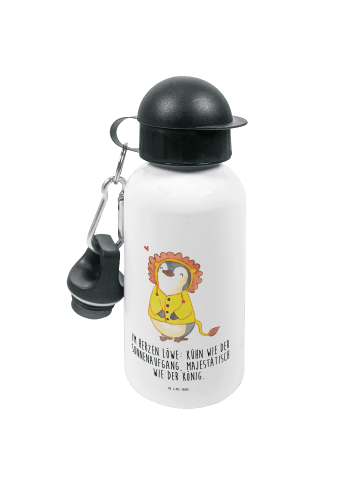 Mr. & Mrs. Panda Kindertrinkflasche Löwe Astrologie mit Spruch in Weiß