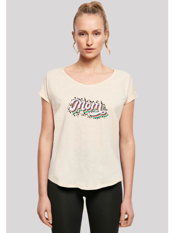 F4NT4STIC Long Cut T-Shirt Mothers Day Tribute with Playful Mom Lettering in Rainbow Design in Whitesand