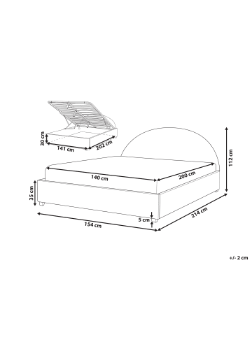 Beliani Doppelbett VAUCLUSE in Weiß - (W) 154 x (H) 112 x (L) 214 cm